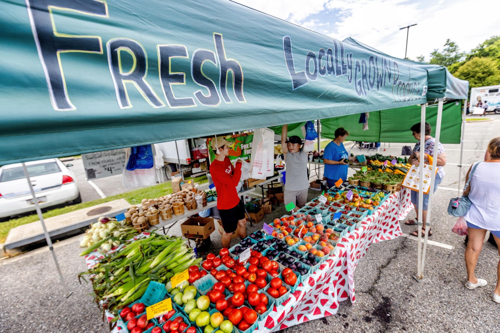 Local farmers market stand